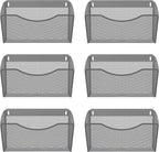EasyPAG 6 Single Pocket Wall File Organizer, Mesh Hanging File Folder Organizer for Letter/A4 Size Folders, Wall Mounted Vertical Mail Holder for Paperwork, Office, Home, School, Silver