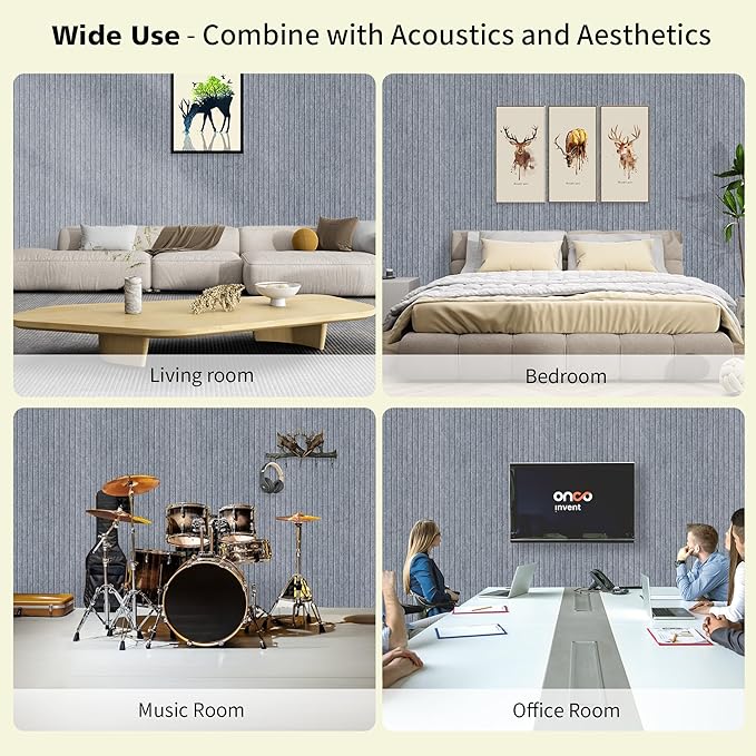Acoustic Panels,5 Pack Sound Panels Noise Reducing for Walls,48"x24"x0.4" Soundproof Wall Panels,High-Density Acoustic Wall Panels,Decorative Wall Sound Absorbing Panel,African Gray