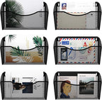 EasyPAG 6 Single Pocket Wall File Organizer, Mesh Hanging File Folder Organizer for Letter/A4 Size Folders, Wall Mounted Vertical Mail Holder for Paperwork, Office, Home, School, Black