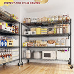 REIBII 55.5''W Heavy Duty Metal Shelves with Wheels - 4PCS Adjustable Garage Storage Rack, 75.6" H X 55.5''W X 24" D