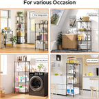 M MZG 4 Tiers Shelf Metal Storage Shelves Wire Rack Closet Organizers with Wheel for Garage Kitchen Bathroom Laundry Black 11.8" D x 17.7" W x 41.9" H