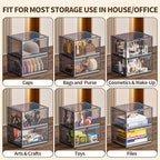 TOFWOF 8 Pack XX Large Shoe Organizer, Heavy-Duty Hard Thicken Plastic Clear Stackable Shoe Storage Box Organizer for Closet, Space-Saving Shoe Rack Display Case Bin Containers for Sneakers, Grey