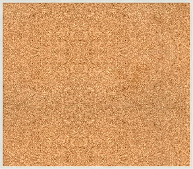 Amanti Art Natural Cork Board for Wall, 29x33 Vision Board with White Frame, Large Corkboard Office Decor for Home Organization, Modern Corkboard Pinboard to Display Items for Home Organization in
