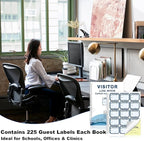 2 Pack of Visitor Badges Log with Carbon Copy Protecting Privacy Pages Visitor Stickers 8.5x11 Inch Visitor Log Book School Church Business Pass Guest Register Book - 450 Badges 60 Memo Pages (2)