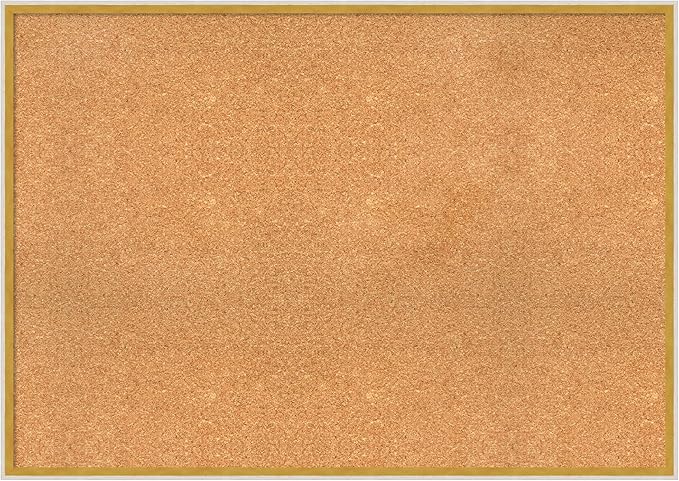 Amanti Art Natural Cork Board for Wall, 29x41 Vision Board with White Frame, X-Large Corkboard Office Decor for Home Organization, Modern Corkboard Pinboard to Display Items for Home Organization in