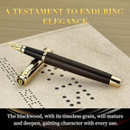 BEILUNER 316 Fountain Pen,Stunning Luxury Blackwood,24K Gilded Nib(Fine),Gorgeous 24K Gold Finish, Ink Converter,Fancy Gift for Men&Women-Elegant,Executive,Graduation Pens for Writing, BK-F