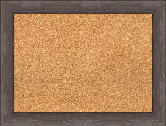 Amanti Art Natural Cork Board for Wall, 25x33 Vision Board with Brown Wood Frame, Medium Corkboard Office Decor for Home Organization, Rustic Farmhouse Corkboard Pinboard to display items for home