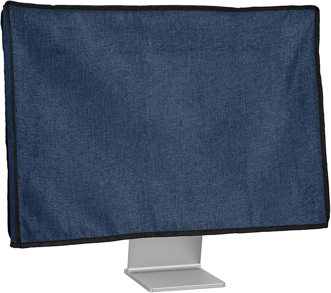 kwmobile Dust Cover for 31-32" Monitor - Linen Monitor Display Protector - Protect Your Computer Screen - Blue Grey