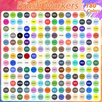 Caliart 180 Colors Alcohol Markers Brush Tip, Dual Tip Artists Coloring Markers Set Brush & Fine, Permanent Alcohol Based Colored Sketch Pens, Art Supplies Gifts for Adults Illustration Drawing