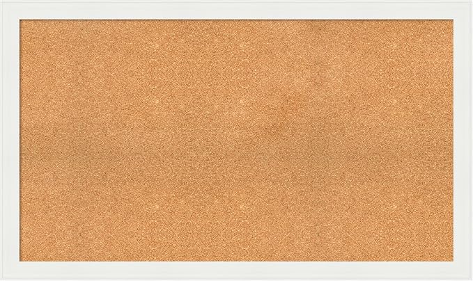 Amanti Art Natural Cork Board for Wall, 29x49 Vision Board with White Frame, Oversize Corkboard Office Decor for Home Organization, Casual Corkboard Pinboard to Display Items for Home Organization in