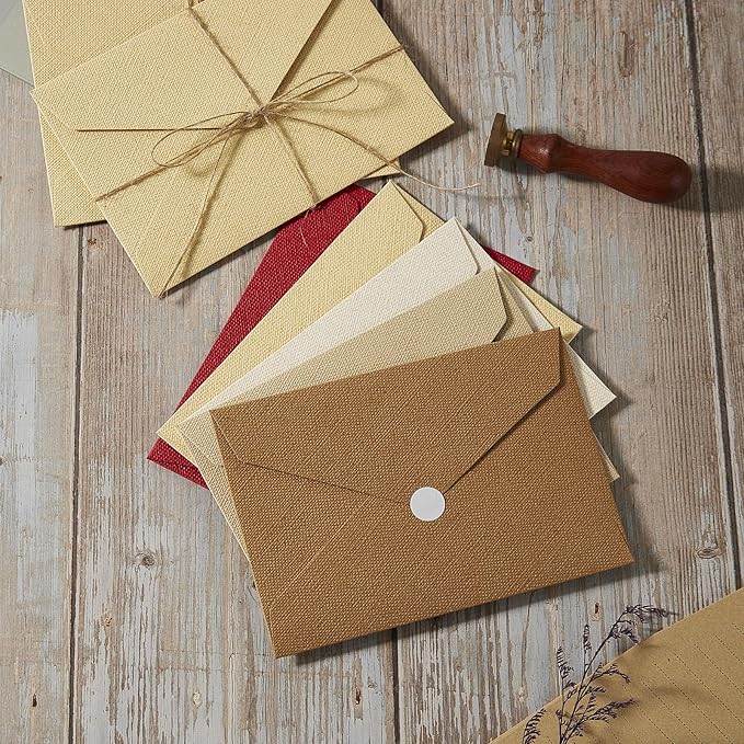 Tuhangcc Stationery Writing Paper and Envelopes Set with Jute Rope 4 X 6 for Writing Letter, (20 Best Paper with 10 Heavyweight envelopes),by Better Gift Office Products(Yellow)