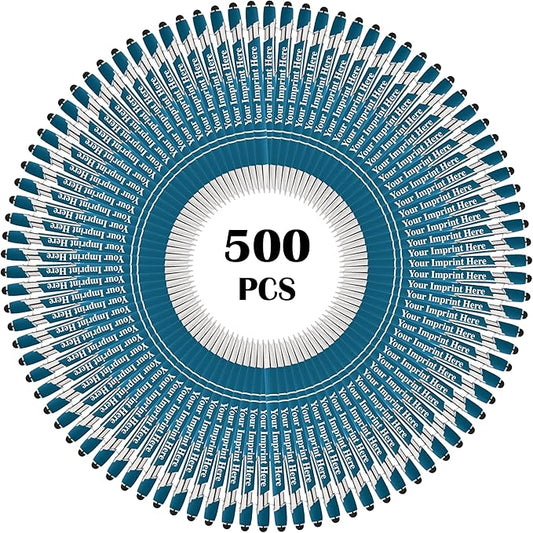 Up to 500 Pcs Custom Pens Bulk | Rainbow of Colors | Soft-Touch Metal Black Ink Personalized with Name or Message (Light Blue, 500 pcs)