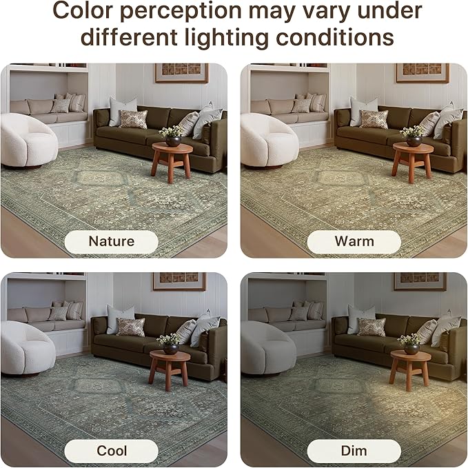 GENIMO Runner Rug 2x8 Non Slip Machine Washable Hallway Runner Rug, Low Pile Lightweight Rugs for Entryway, Hallway, Kitchen and Corridor, Sage/Blue