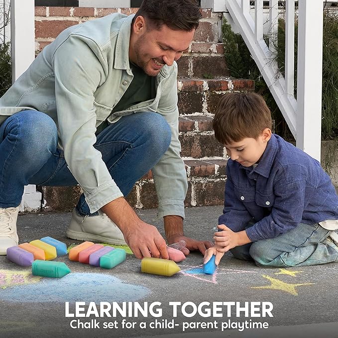 JOYIN 6 PCS Jumbo Sidewalk Chalk with 6 Colors, Washable Sidewalk Chalk for Kids, Non-Toxic Art Supplies, Outdoor Games, Playground Accessories