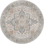 GENIMO 3FT Round Area Rugs for Living Room, Circle Rugs Machine Washable Low Pile, Chenille Non Slip Vintage Rug for Bedroom, Dining Room, Home Office, Light Taupe Brown