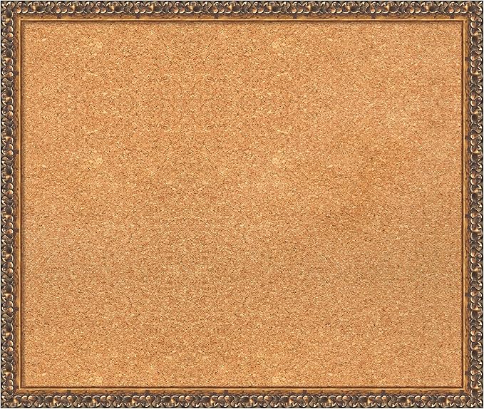 Amanti Art Natural Cork Board for Wall, 22x26 Vision Board with Bronze Frame, Medium Corkboard Office Decor for Home Organization, Traditional Corkboard Pinboard to Display Items for Home