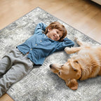 Office Chair Mat for Hardwood Tile Floor, Abstract 36"X 48" Desk Mats for Office Chair on Rolling Chairs Carpet, Desk Anti-Slip 1/5" Thick Rug for Computer Chair, Thin Low-Pile Floor Mat, Slate