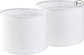 White Linen Lampshades Set of 2 Large, Drum Lamp Shade 16" Top x 16" Bottom x 12" High (Spider) Modern Lamp Shades for Table Lamps & Floor Lamp - Lampshades Replacement,Required Assembly -By GO&SO