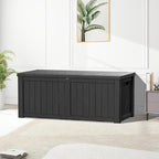 Yardgrace Extra-Large 150 Gallon Outdoor Chest Storage Waterproof - Outside Storage Box & Bench, Resin Deck Chest for Patio/Pool, Lockable UV-Resistant, Onyx Black