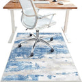 Office Chair Mat for Hardwood Tile Floor, Abstract 48"X 60" Desk Mats for Office Chair on Rolling Chairs Carpet, Desk Anti-Slip 1/5" Thick Rug for Computer Chair, Thin Low-Pile Floor Mat, Blue Cream