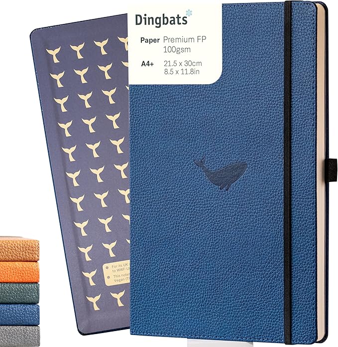 Dingbats* - Wildlife Squared Extra Large A4 Notebook - PU Leather Hardcover Journal for Work, Writing - Pocket, Elastic Closure, Pen Holder, Bookmark