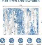 Office Chair Mat for Hardwood Tile Floor, Abstract 36"X 48" Desk Mats for Office Chair on Rolling Chairs Carpet, Desk Anti-Slip 1/5" Thick Rug for Computer Chair, Thin Low-Pile Floor Mat, Blue Cream
