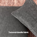 Amazon Basics Chenille Throw Pillow Covers, Home Decor Cushion Cover for Bedroom Living Room Couch Bed, 22" W × 22" L, Dark Gray