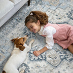 GENIMO Runner Rug 2x5, Machine Washable Non Slip Vintage Runner Rug, Low Pile Lighrweight Rugs for Entryway, Hallway, Kitchen and Corridor, Blue