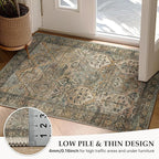 GENIMO 5x7 Area Rugs for Living Room, Machine Washable Non Slip Vintage Rugs, Low Pile Lightweight Chenille Print Rug for Bedroom, Dining Room, Home Office, Warm Taupe