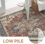 GENIMO 2x5 Runner Rugs for Hallway, Machine Washable Non Slip Vintage Rugs, Low Pile Lightweight Soft Print Rug for enrtyway, Corridor, Home Office, Kitchen, Bordeaux
