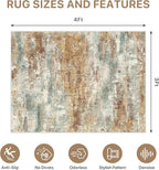 Office Chair Mat for Hardwood Tile Floor, Abstract 36"X 48" Desk Mats for Office Chair on Rolling Chairs Carpet, Desk Anti-Slip 1/5" Thick Rug for Computer Chair, Thin Low-Pile Floor Mat, Orange Sage