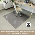 Koonmi Tempered Glass Chair Mat for Hardwood Floors & Carpets, 46" x 46“ Grey Heavy Duty Office Floor Protector, Scratch & Dust Concealing, Noise-Free for Home Office Desk