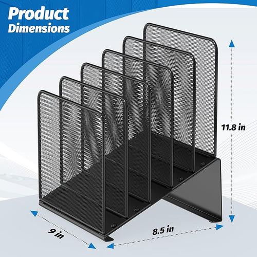 2 Pack Inclined 5-Section Desk File Organizer, Vertical File Folder Holder File Sorter Desktop Organization for Office Classroom