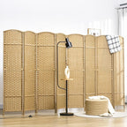 HOMCOM Room Divider, 8 Panel Folding Privacy Screen, 5.6' Tall Freestanding Wall Partition for Home Office, Bedroom, Nature Wood