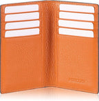 Slim Leather Credit Card Holder for Men & Women 8cc, Italian Calfskin (Pebbled Whiskey)