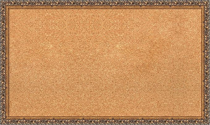 Amanti Art Natural Cork Board for Wall, 18x30 Vision Board with Bronze Frame, Medium Corkboard Office Decor for Home Organization, Traditional Corkboard Pinboard to Display Items for Home
