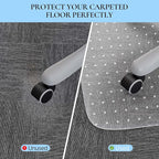HOMEK Office Chair Mat for Low Pile Carpet, 48” x 36” Transparent Office Desk Chair Mat for Carpeted Floors, Studded Carpet Floors Protector Mat for Home & Offices