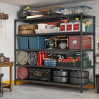 REIBII 85.7" H Storage Shelves 2998LBS Metal Shelving Unit with Wheels & Feet, 5 Tier Garage Shelving Heavy Duty Adjustable Wire Shelf for Pantry Kitchen Garage, 85.7" H X 55.5" W X 24.2" D, 2PCS