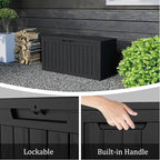 TARKARI 90 Gallon Lockable Resin Deck Box with Wheels, Waterproof & UV-Resistant Outdoor Storage Box for Outdoor Cushion Storage, Garden Tools & Pool Accessories Storage, Black