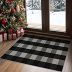GENIMO Checkered Rug 27.5x43 inches Black and White Outdoor Rug Buffalo Plaid Rugs Mat Fall Doormats Washable Rug for Front Porch Decor Indoor Entrance Patio Balcony Entryway
