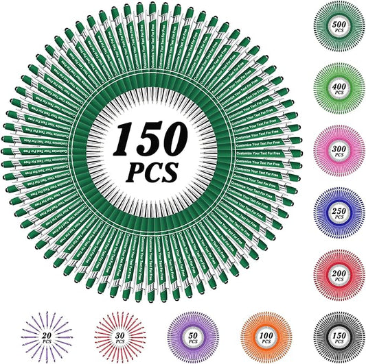 Max 500 Pcs Personalized Pens Bulk, Custom Pens with Free Engraving, Customized Stylus Tip Ballpoint Pen with Your Name Massage Text for School Office Business Graduation Anniversaries-150 Packs