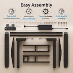 Dual Motor Electric Standing Desk Frame with Memory Controller, Computer Memory Desk Adjustable Table Legs Up to 47.2" for Home and Office, Black