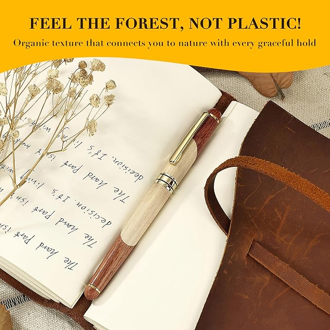 BEILUNER Luxury Wooden Ballpoint Pen Writing Set - Elegant Fancy Nice Gift Pen Set for Signature Executive Business Office Supplies - Gift Boxed with Extra Refills