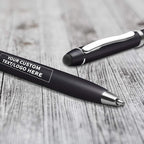 DISCOUNT PROMOS Custom Twist Action Plastic Stylus Pens, Set of 10, Personalized Bulk Pack - Pens for Work, Cool Pens for Writing, Black Ink - Black