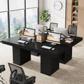 Tribesigns 63-Inch Executive Desk, Modern Office Computer Desk with Heavy Duty Double Pedestal, Large Study Writing Table Business Furniture for Home Office, Black, Set of 2