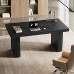 Tribesigns 63" Executive Desk, Large Office Computer Desk with Heavy-Duty Legs and Thickened Desktop, Elegant Writing Workstation Study Table Conference Table for Office, Black