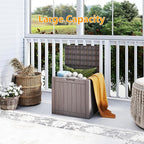 Yardgrace 35 Gallon Small Waterproof Outdoor Storage Box, Resin Deck Box Lockable for Patio Furniture, Garden Tools, Pool Accessories, UV-Resistant for All Weather Use, Greige