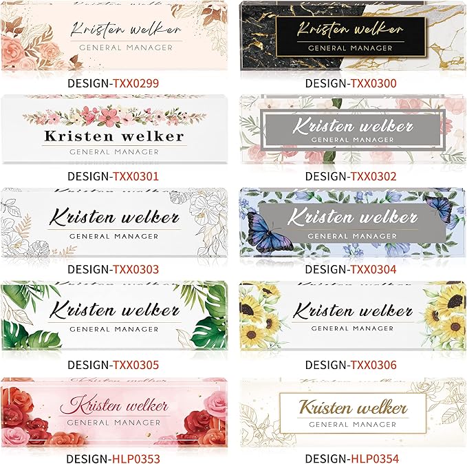 Desk Name Plate Personalized, Custom Name Plates for Desks, Office Desk Decor, Rose Design Clear Acrylic Glass Block, Personalized Office Gifts for Women Men Boss Teachers Coworkers Appreciation Gifts
