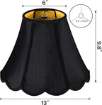 GOSO Scalloped Lamp Shades Set of 1 Medium Black Replac, Braids with Petal Edges,6×13×9.8 Inch Spider Lamp Shade for Floor Lamps, Modern Faux Silk Lampshades, Living Room Table Lamps,Easy Assembly