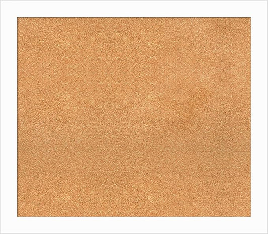 Amanti Art Natural Cork Board for Wall, 27x31 Vision Board with White Frame, Large Corkboard Office Decor for Home Organization, Casual Corkboard Pinboard to Display Items for Home Organization in
